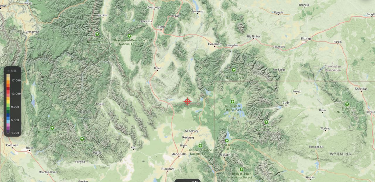 Top of lift forecast over Idaho, Montana and Wyoming